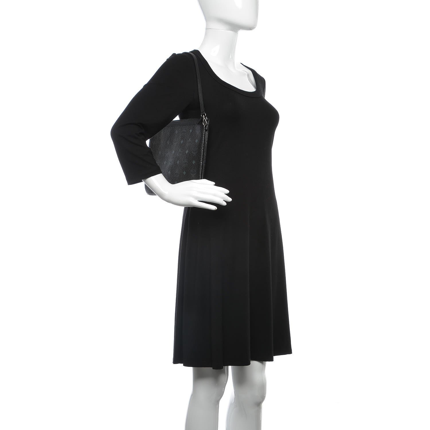 MCM Visetos Liz Shopper Tote Pouch Black 2 of 7