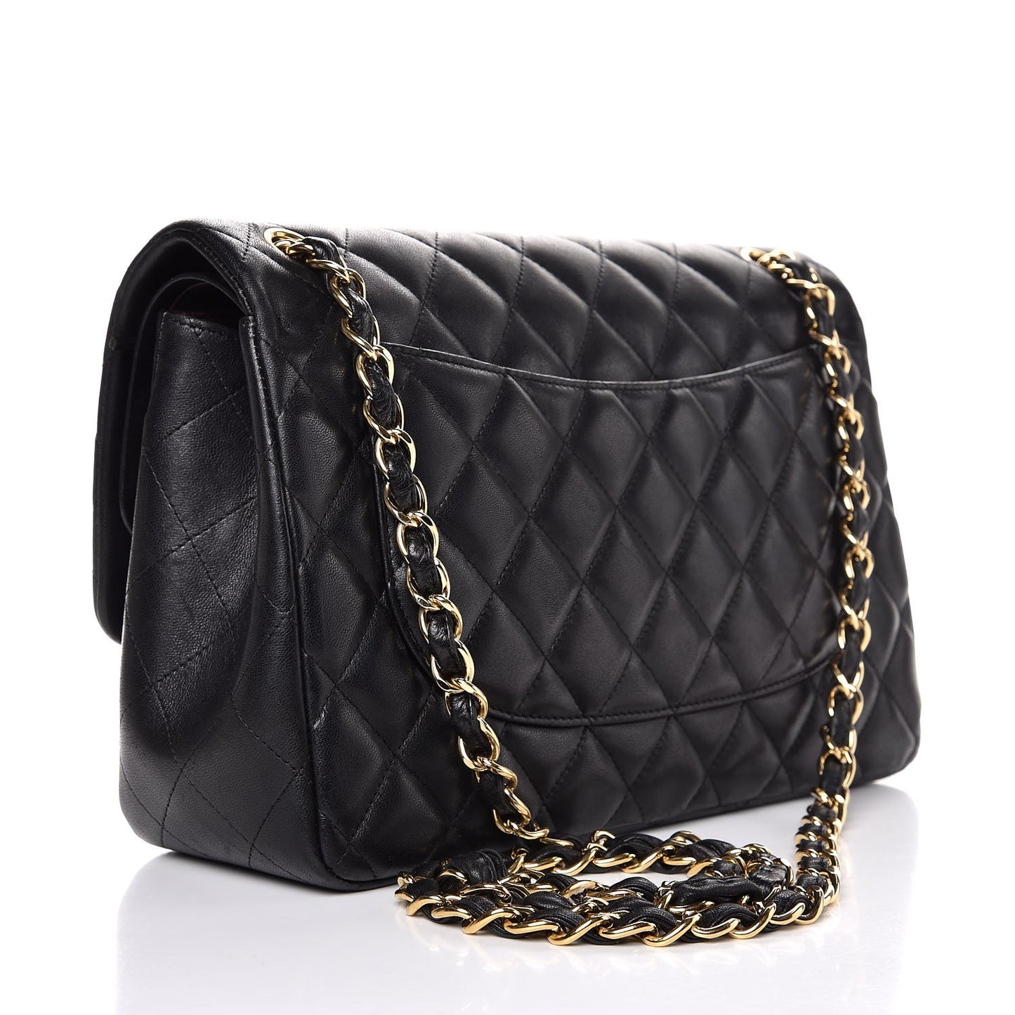Lambskin Quilted Jumbo Double Flap Black