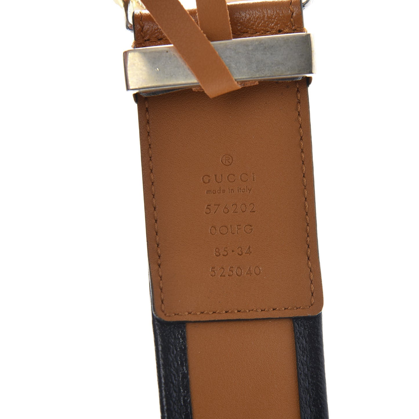 Azalea Calfskin Matelasse Diagonal Torchon Double G 40mm Belt 85 34 Cognac Black