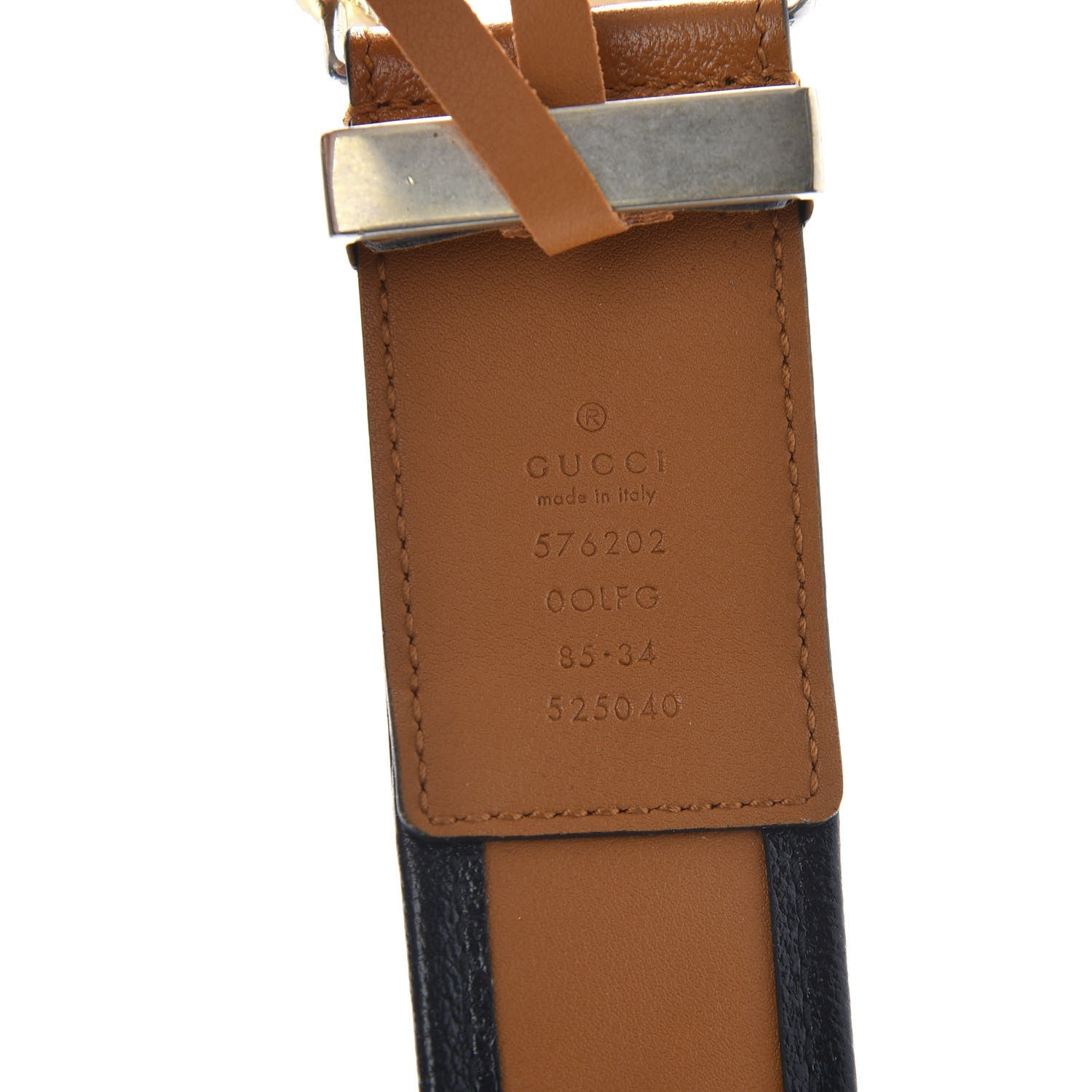 Gucci Azalea Calfskin Matelasse Diagonal Torchon Double G 40mm Belt 85 34 Cognac Black 6 of 6