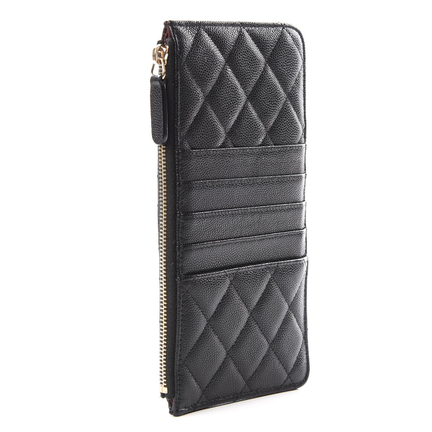 Caviar Quilted Classic Flat Wallet Pouch Black