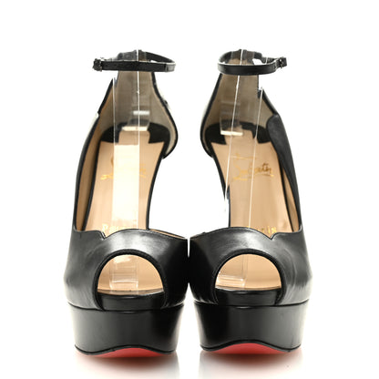 Christian Louboutin Nappa After Sun Round Chick Alta Platform Peep Toe 120 Pumps 37 Black 3 of 13