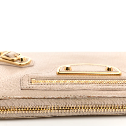 Balenciaga Chevre Gold Metallic Edge Hardware Continental Zip Around Wallet Beige Sable 10 of 17