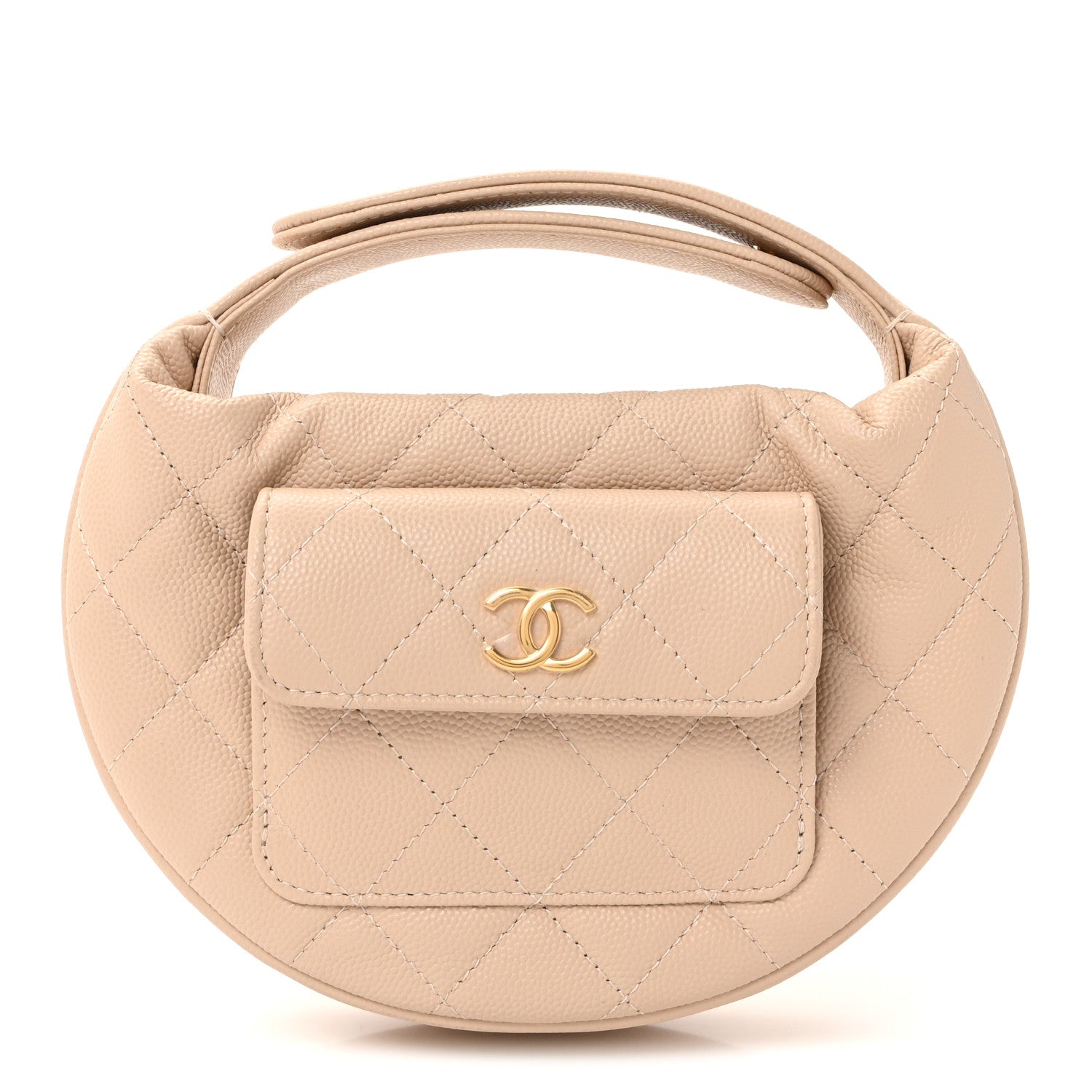 Chanel Caviar Quilted Polly Pocket Pouch Hobo Beige 1 of 10