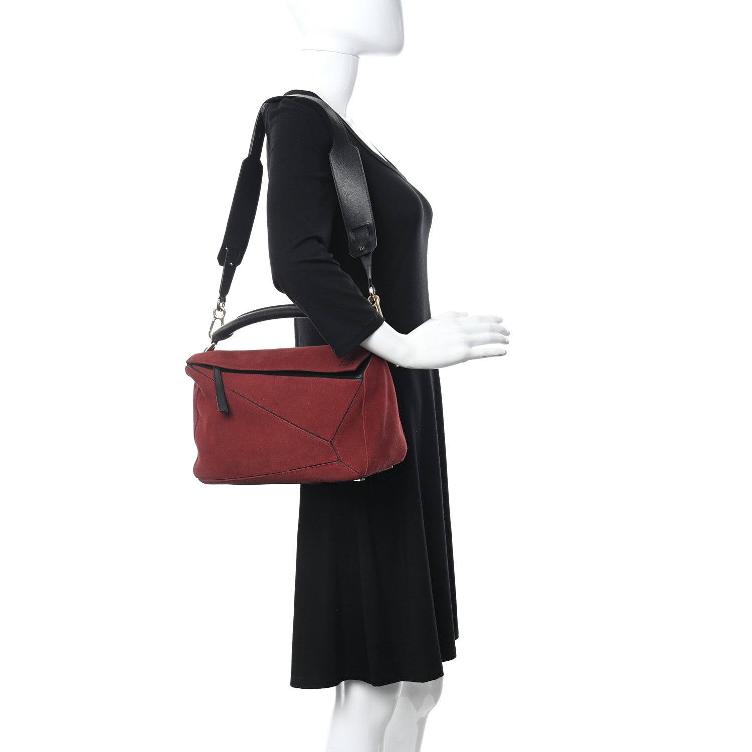 Loewe Suede Medium Puzzle Bag Red 2 of 15