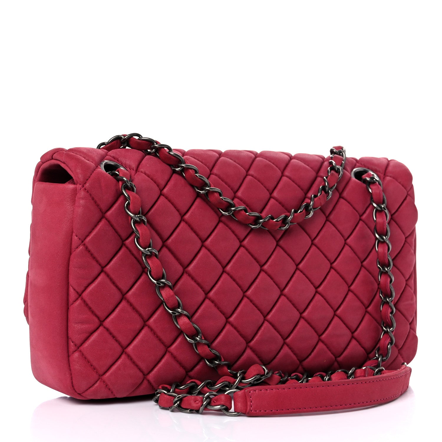 Chanel Iridescent Calfskin Small New Bubble Quilt Flap Fuchsia 3 of 15