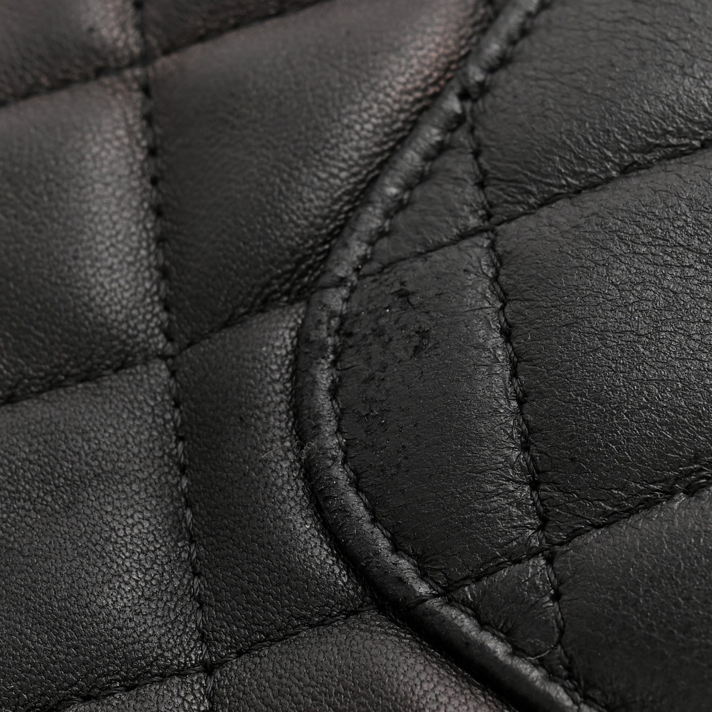 Lambskin Quilted Egyptian Amulet Zipped Pouch Black