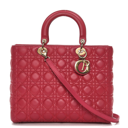 Christian Dior Lambskin Cannage Large Lady Dior Fuchsia 1 of 14