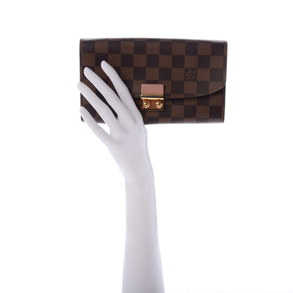 Louis Vuitton Damier Ebene Croisette Chain Wallet Rose Ballerine 2 of 6