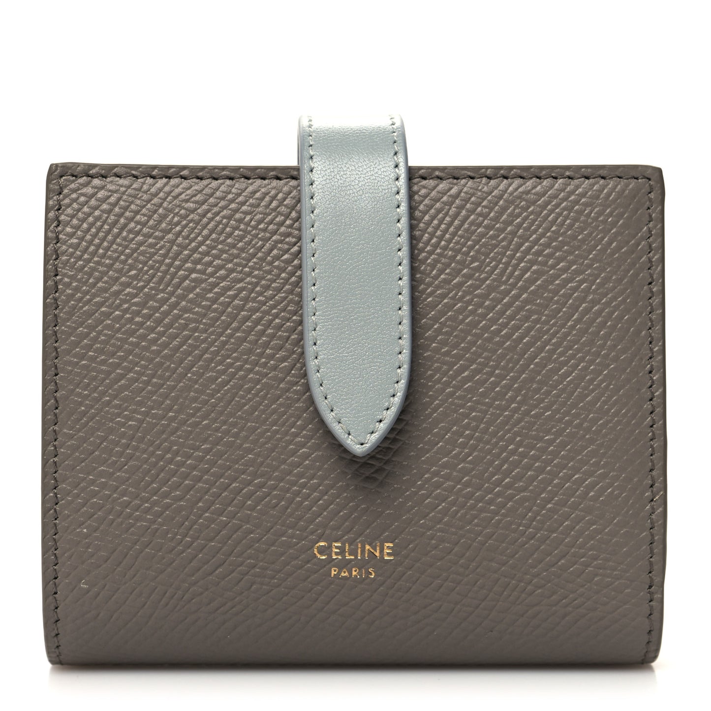 Grained Calfskin Small Multifunction Strap Wallet Pebble Mineral