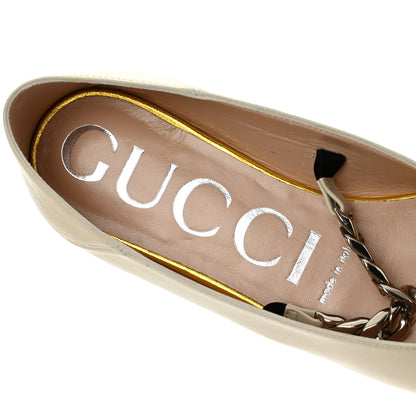 Gucci Nappa Lumiere Deva Horsebit Chain Embellished Flats 35.5 Dusty White 7 of 10