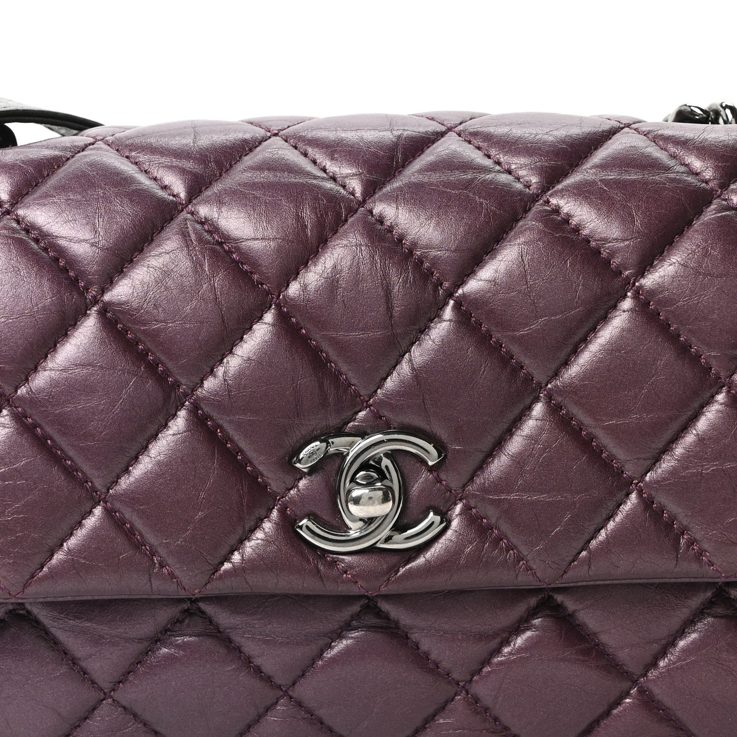 Calfskin Mineral Nights Mini Flap Dark Purple