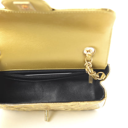 Chanel Metallic Calfskin Crocodile Embossed Cocodile Rectangular Mini Flap Gold 5 of 10