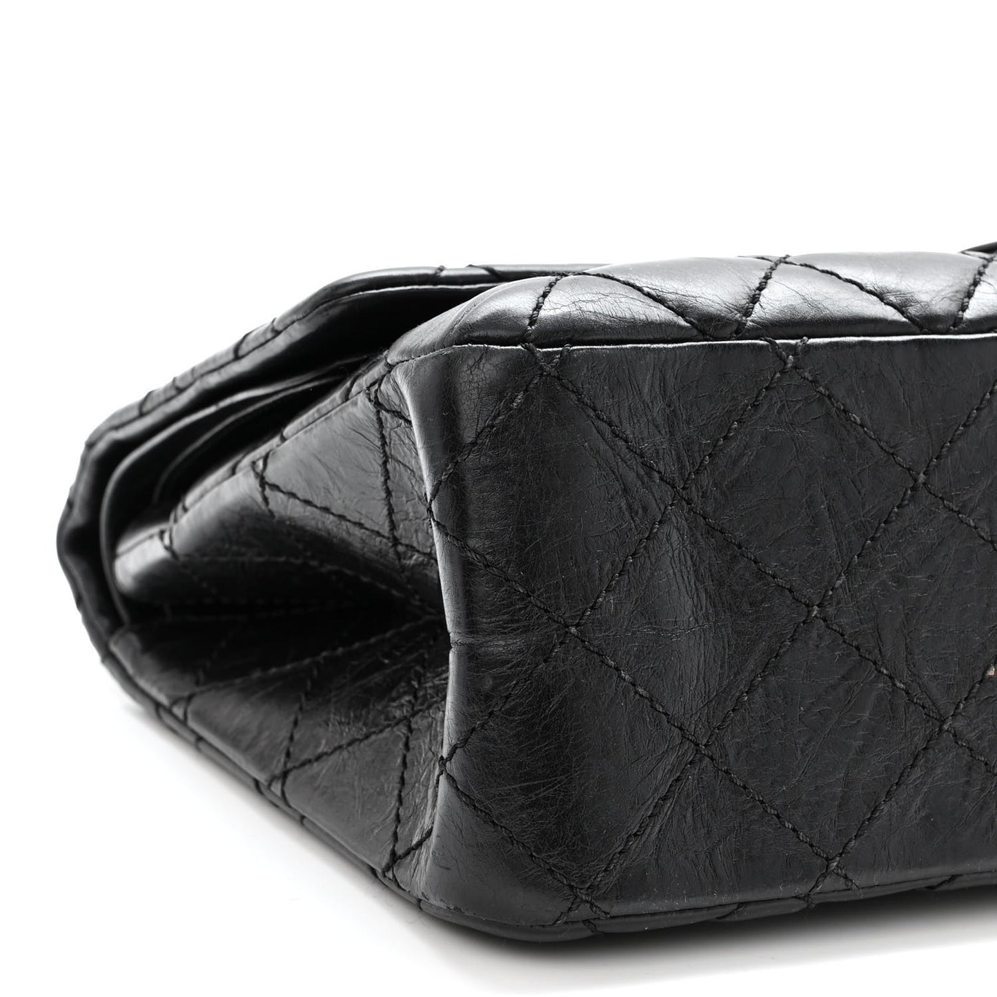 Aged Calfskin Quilted 2.55 Reissue 227 Flap So Black