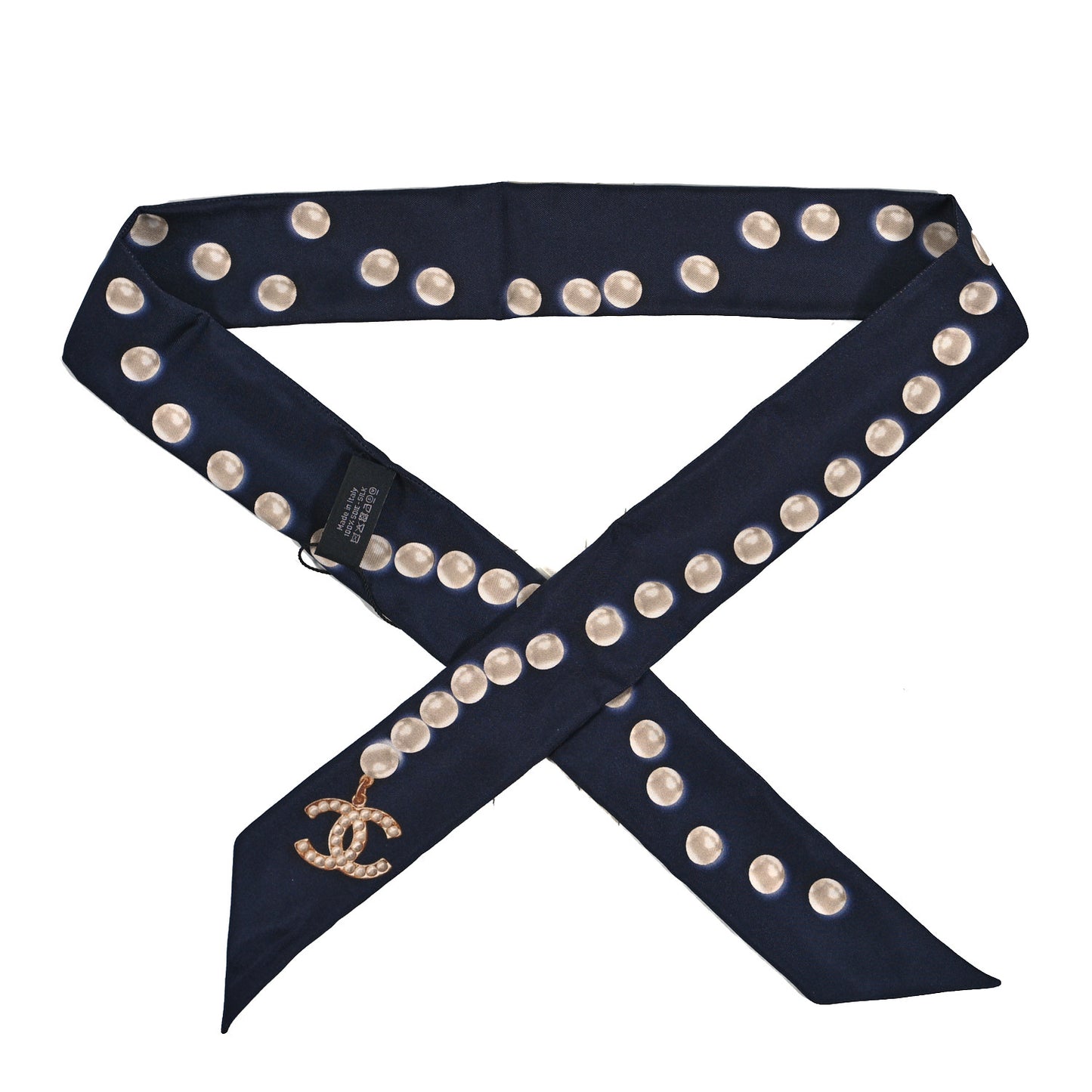Silk Pearl CC Slim Bandeau Scarf Dark Navy