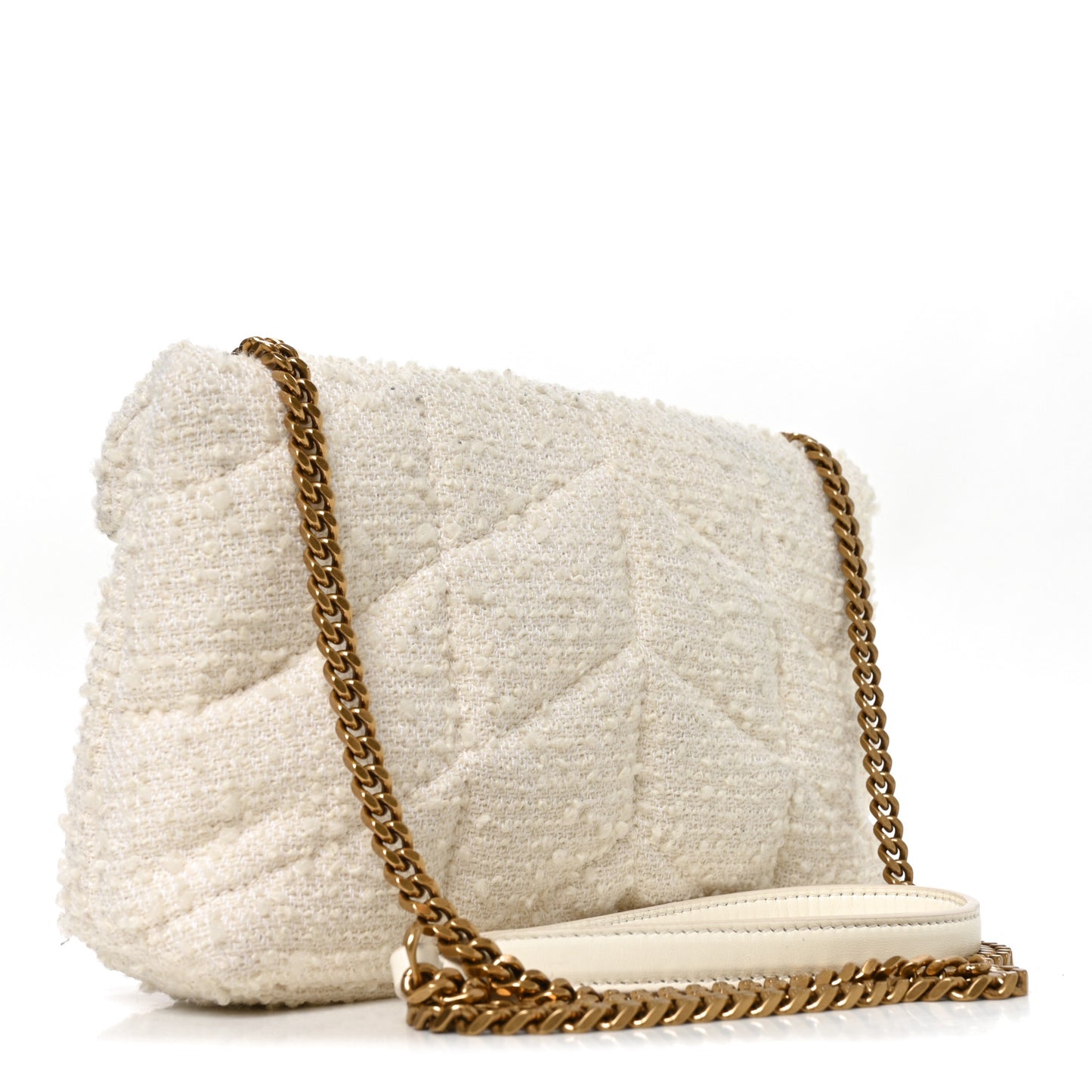 Boucle Tweed Quilted Toy Loulou Puffer Monogram Chain Satchel Craie