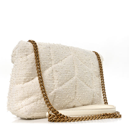 Saint Laurent Boucle Tweed Quilted Toy Loulou Puffer Monogram Chain Satchel Craie 2 of 10