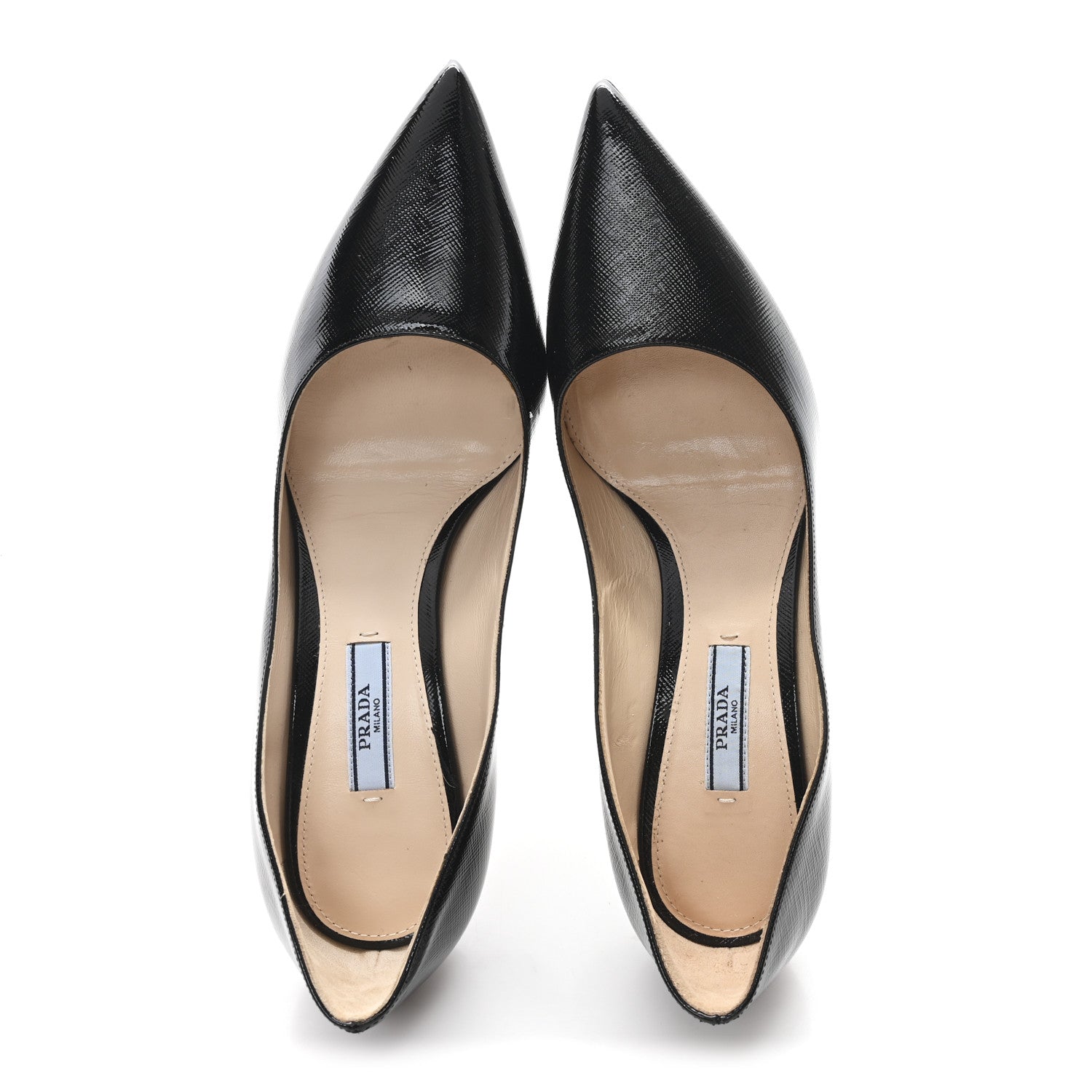 Prada Saffiano Patent Pumps 39 Black 2 of 8