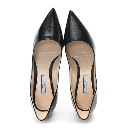 Prada Saffiano Patent Pumps 39 Black 2 of 8