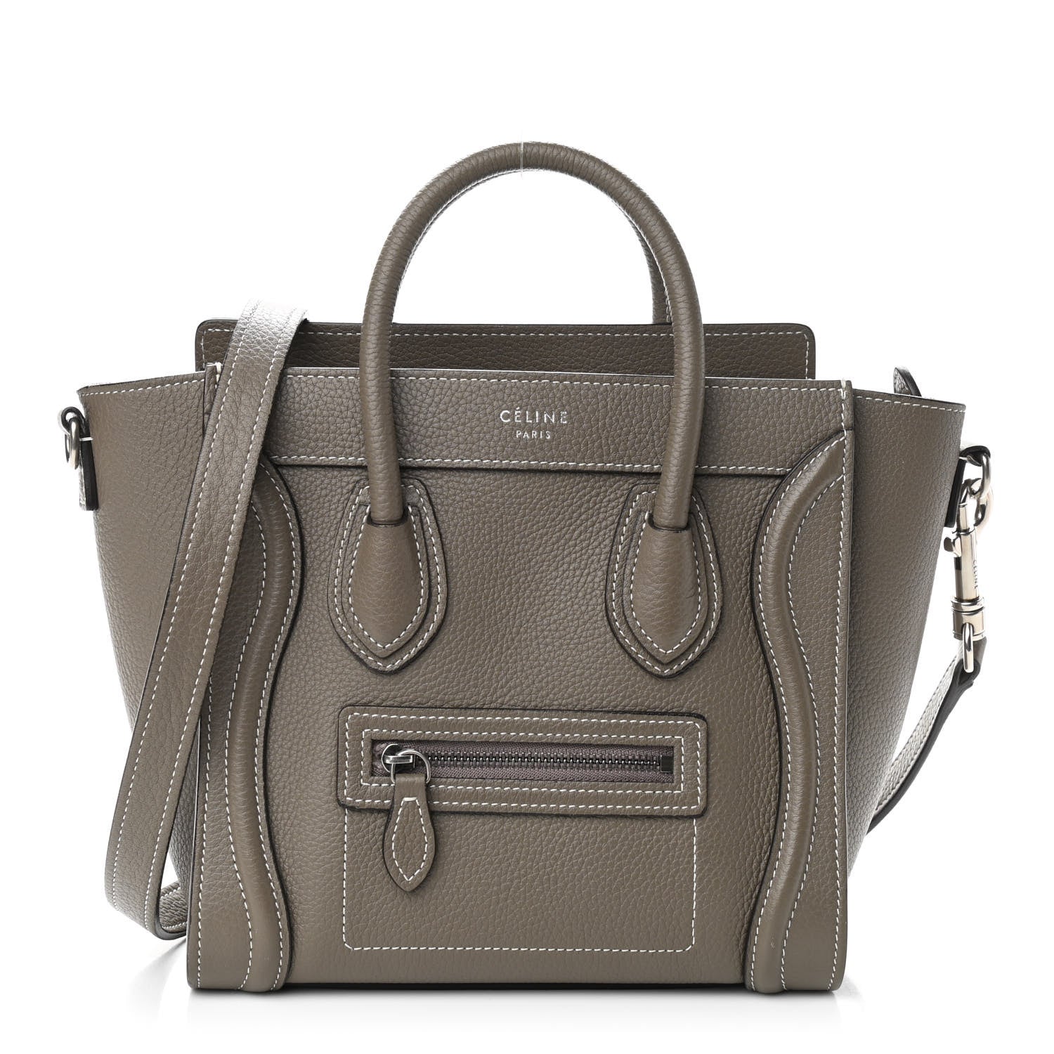 Celine Drummed Calfskin Nano Luggage Souris 1 of 9