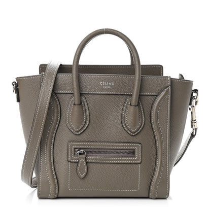 Celine Drummed Calfskin Nano Luggage Souris 1 of 9