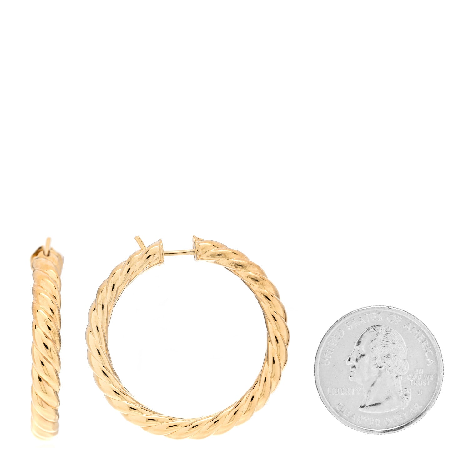 David Yurman 18K Yellow Gold 38mm Sculpted Cable Hoop Earrings 2 of 4