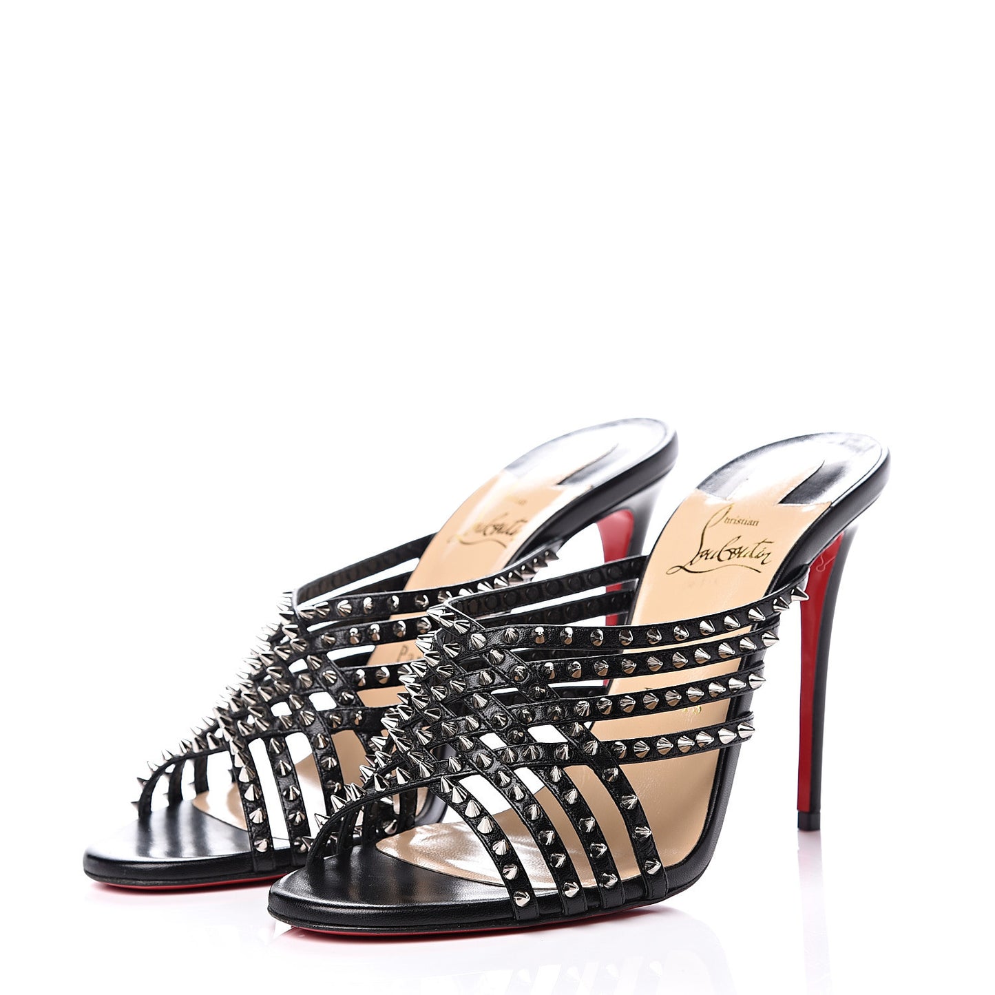 Kid Studded Marthaspike 100 Slide Sandals 38.5 Black Silver