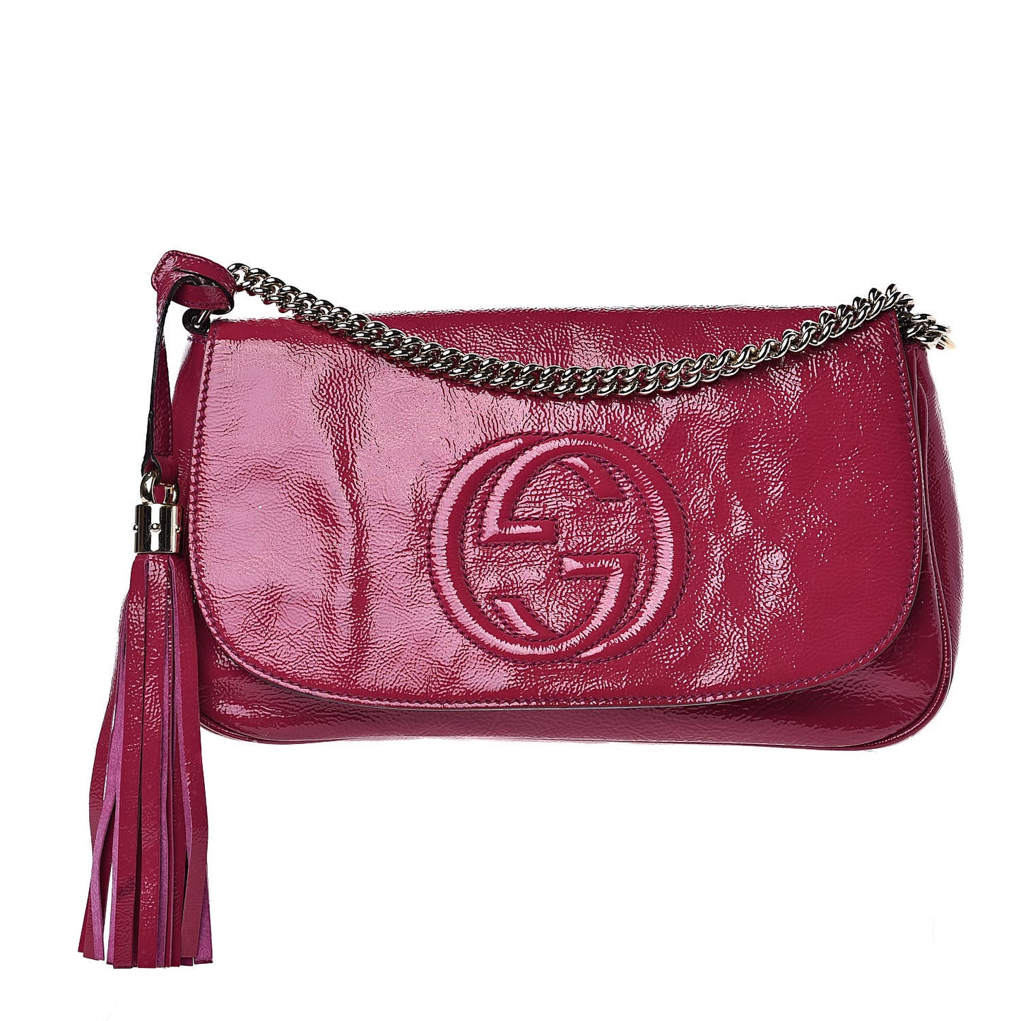 Patent Medium Soho Flap Crossbody Bright Bougainvillea