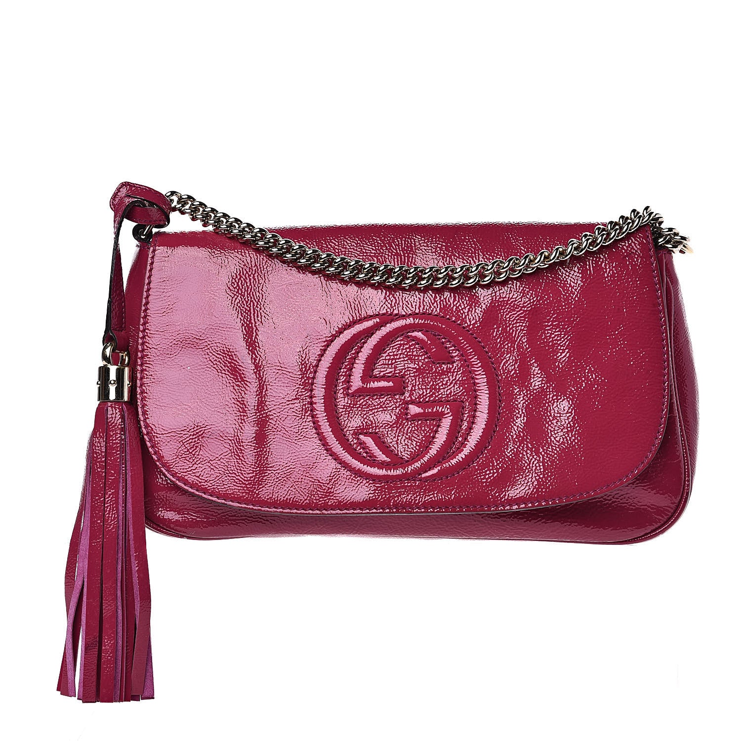 Gucci Patent Medium Soho Flap Crossbody Bright Bougainvillea 1 of 16