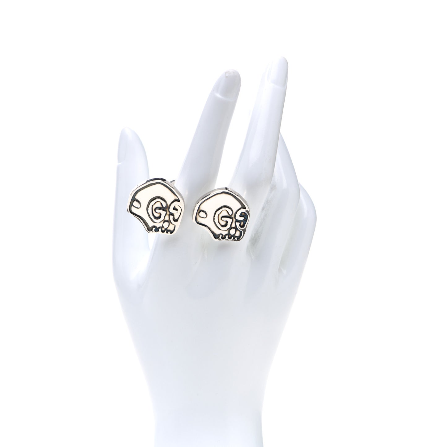 Sterling Silver GucciGhost Hamlet Skull Double Ring 58 8.25