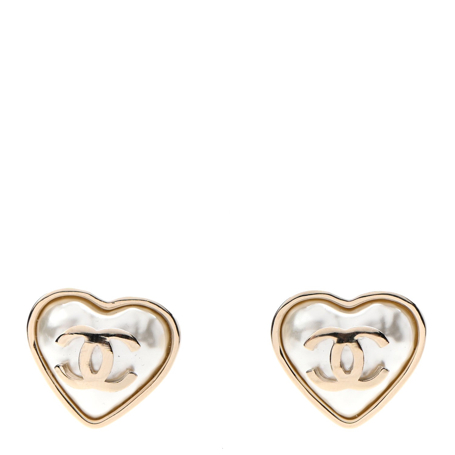 Chanel Pearl CC Heart Earrings Gold 1 of 4