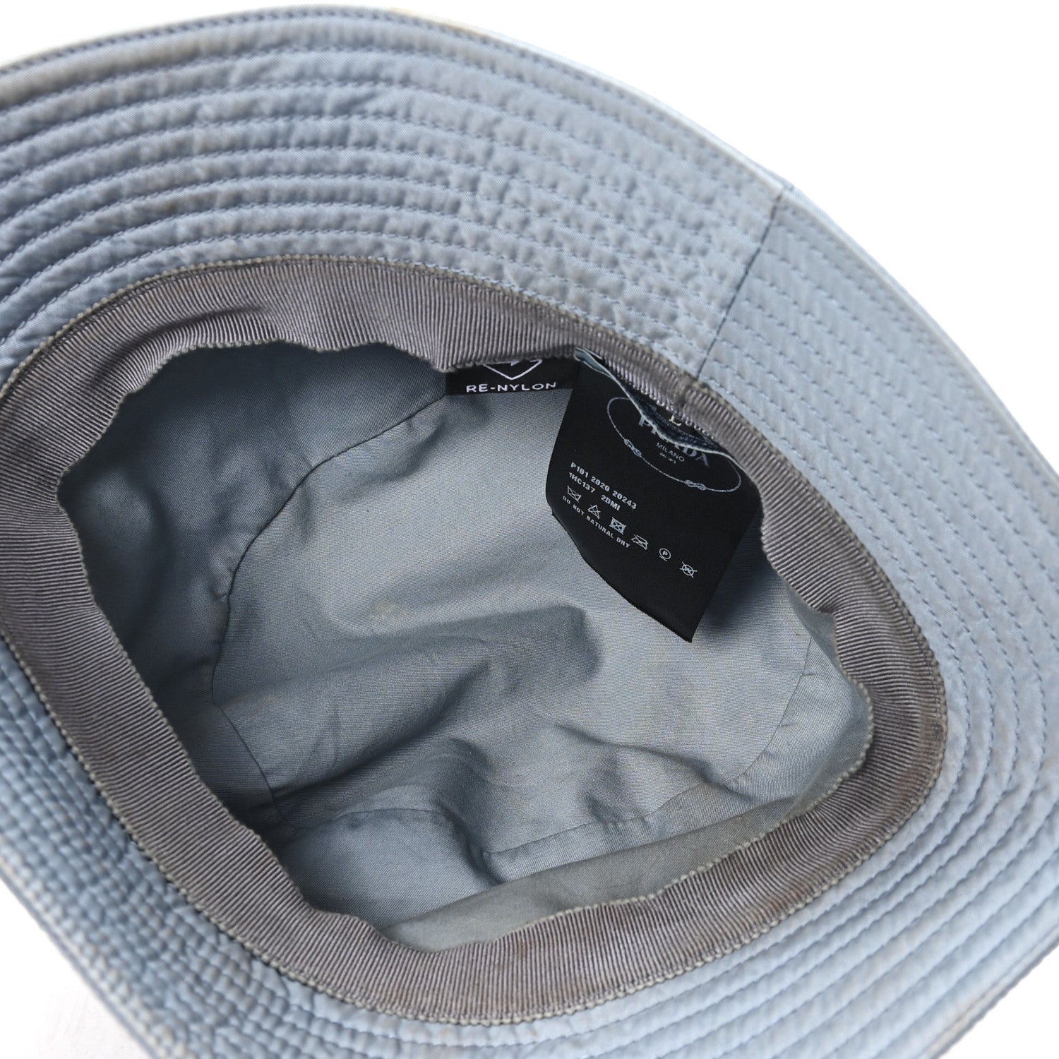 Prada Re-Nylon Metal Triangle Logo Womens Bucket Hat Astrale 7 of 9