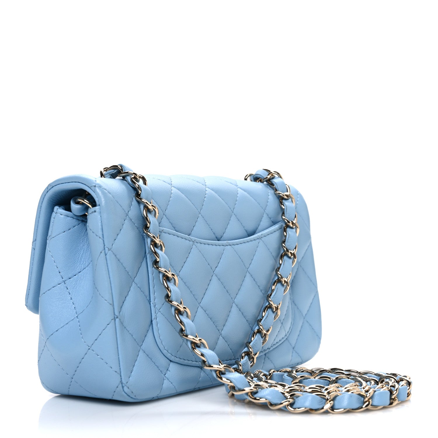 Chanel Lambskin Quilted Mini Rectangular Flap Light Blue 3 of 11