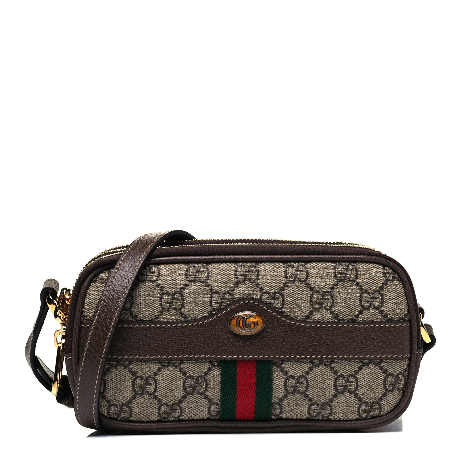 Gucci GG Supreme Monogram Web Mini Ophidia GG Bag Brown 1 of 8
