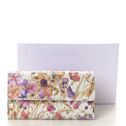 Christian Dior Calfskin Caro Freesia Long Wallet White Multicolor 9 of 9