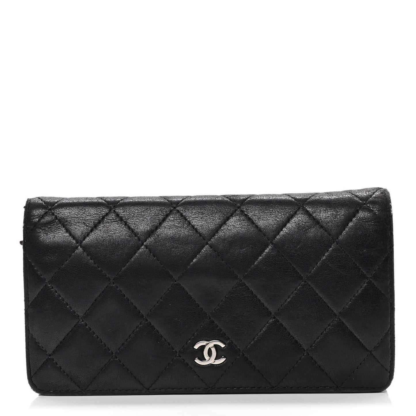 Lambskin Quilted Yen Wallet Black