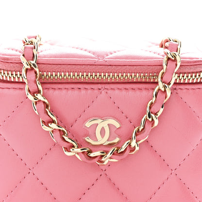 Chanel Lambskin Quilted Pearl Crush Mini Vanity Case With Chain Dark Pink 8 of 11