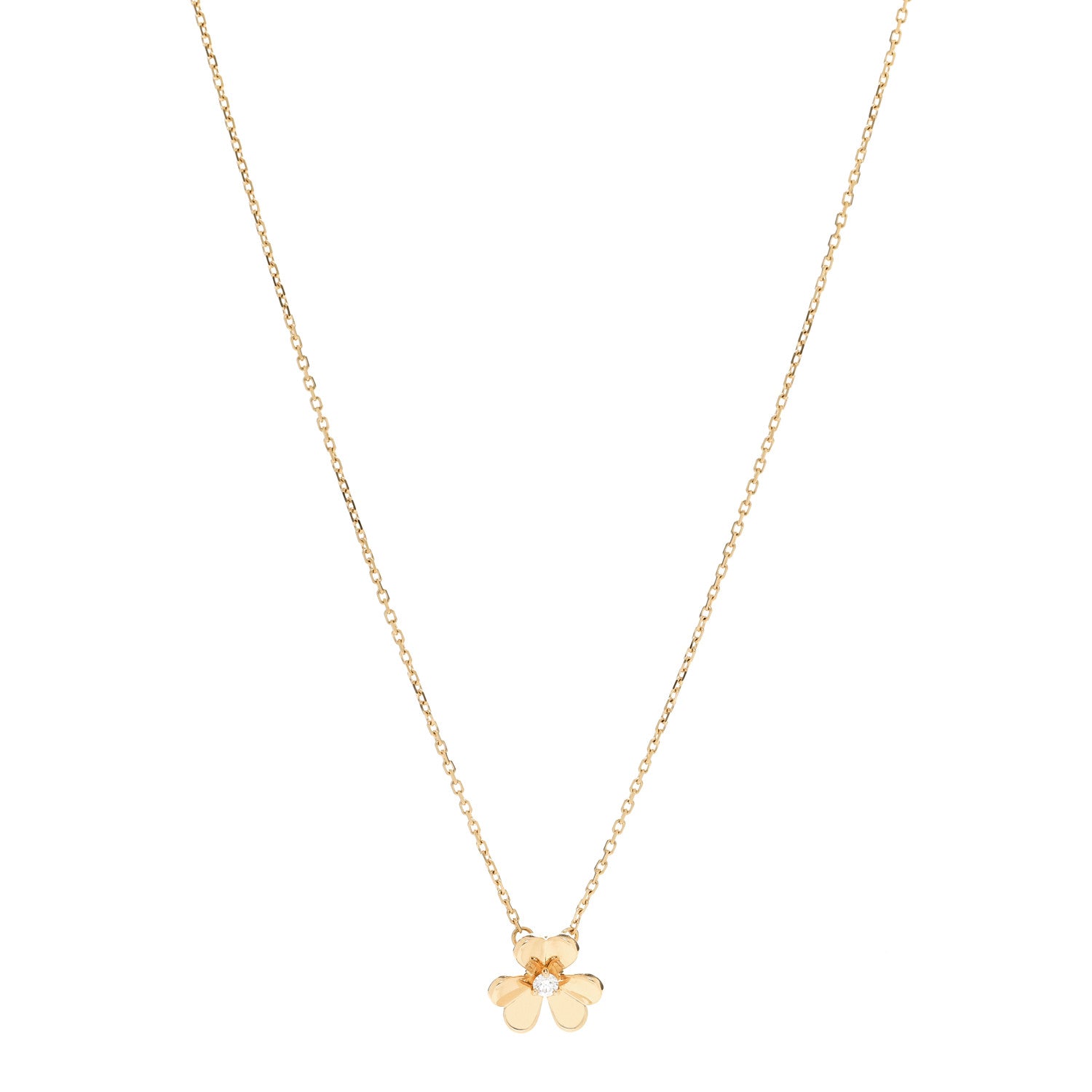 Van Cleef & Arpels 18K Yellow Gold Diamond Mini Frivole Pendant Necklace 1 of 7