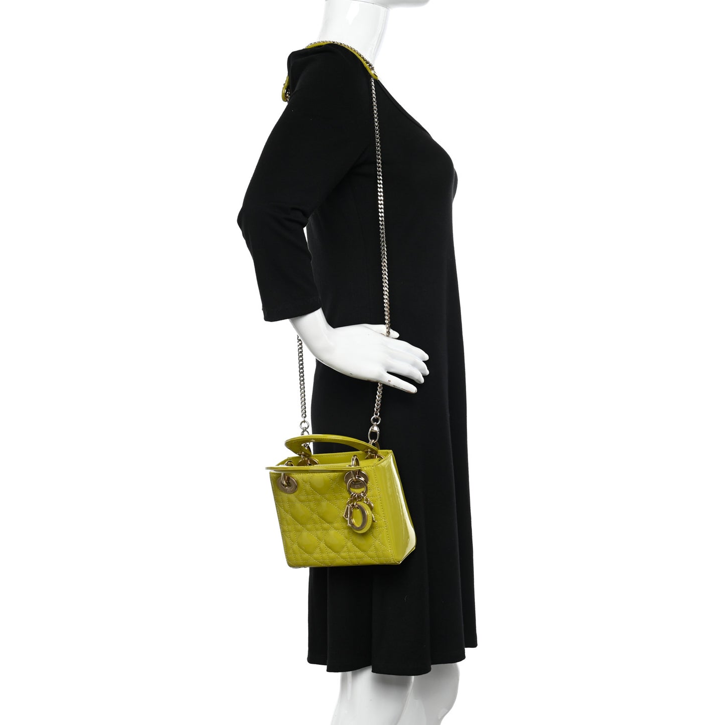 Patent Cannage Mini Lady Dior Lime Yellow