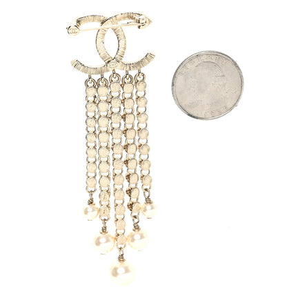 Chanel Crystal Pearl Multi Strand CC Brooch Gold Gold 2 of 4