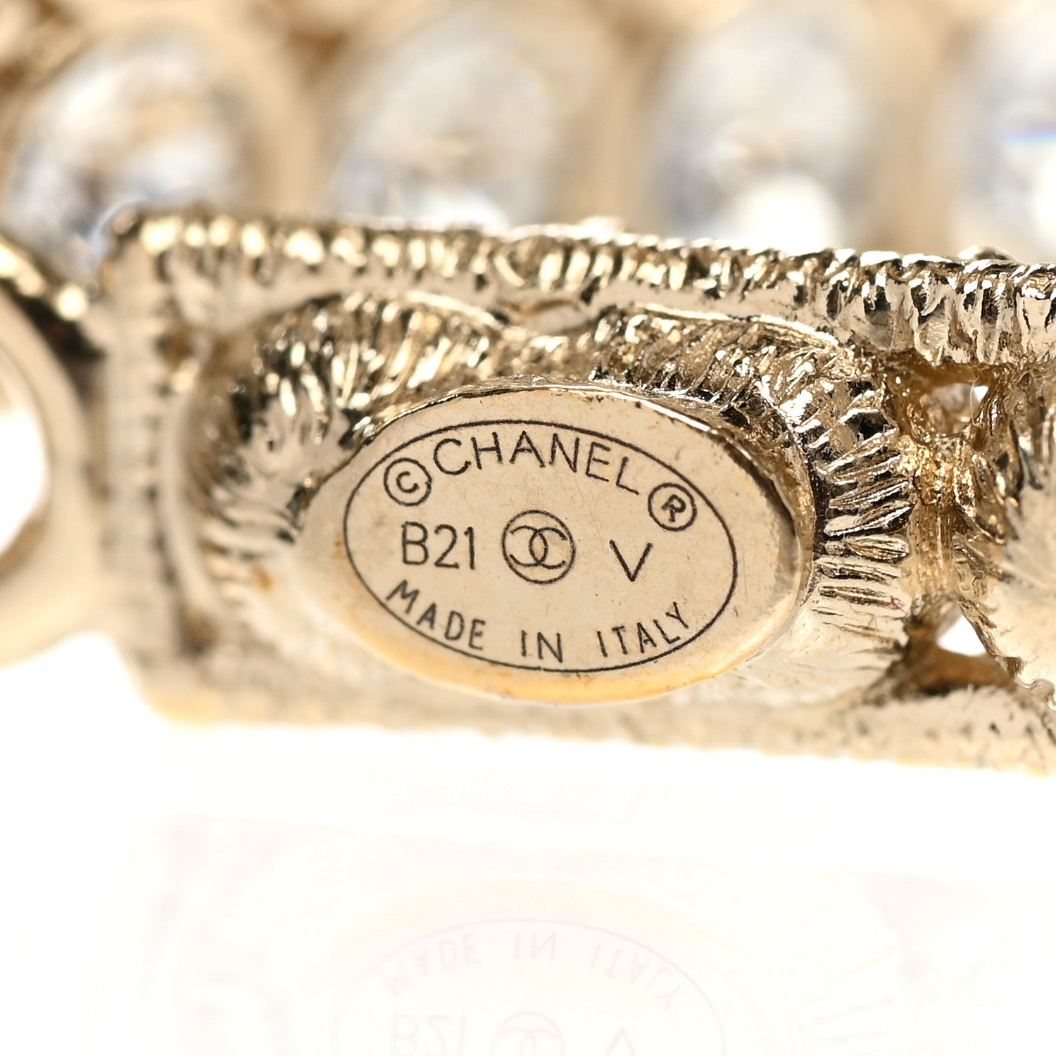 Chanel Crystal Cha-Nel Logo Drop Earrings Gold 4 of 4
