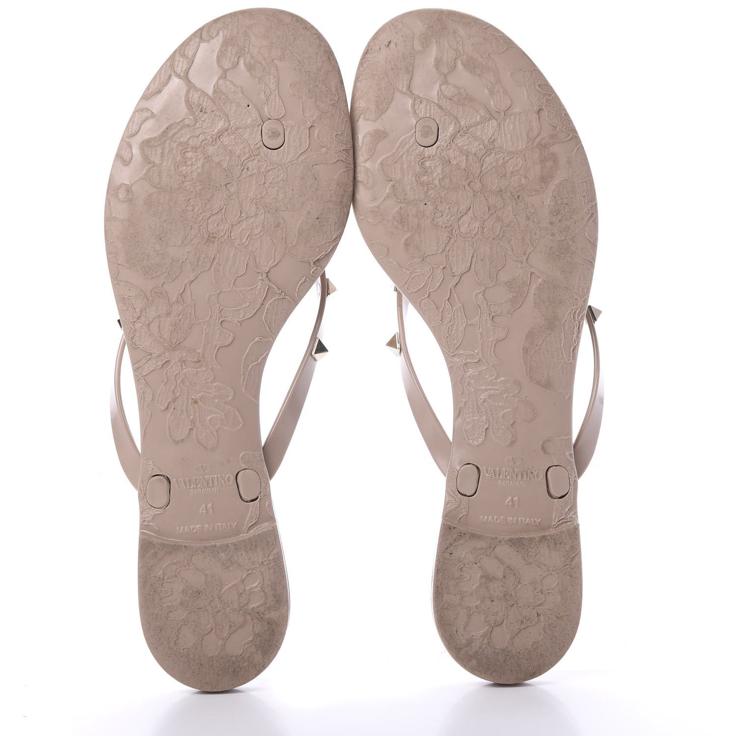 PVC Jelly Rockstud Bow Thong Sandals 41 Poudre
