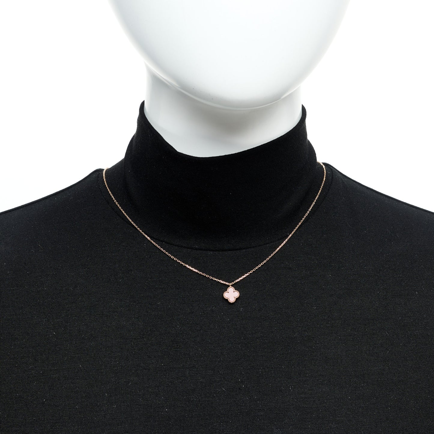 18K Rose Gold Carnelian Sweet Alhambra Pendant Necklace