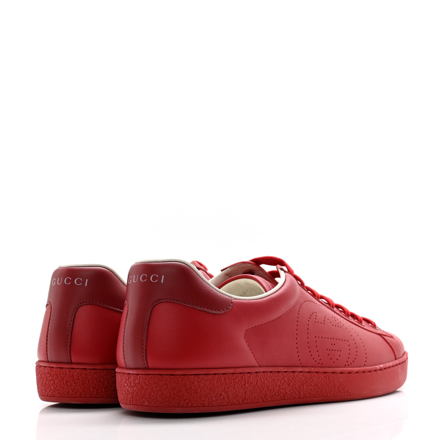Gucci Calfskin Miro Soft Interlocking G Perforated Mens Ace Sneakers 10 Hibiscus Red Red Vintage 4 of 13