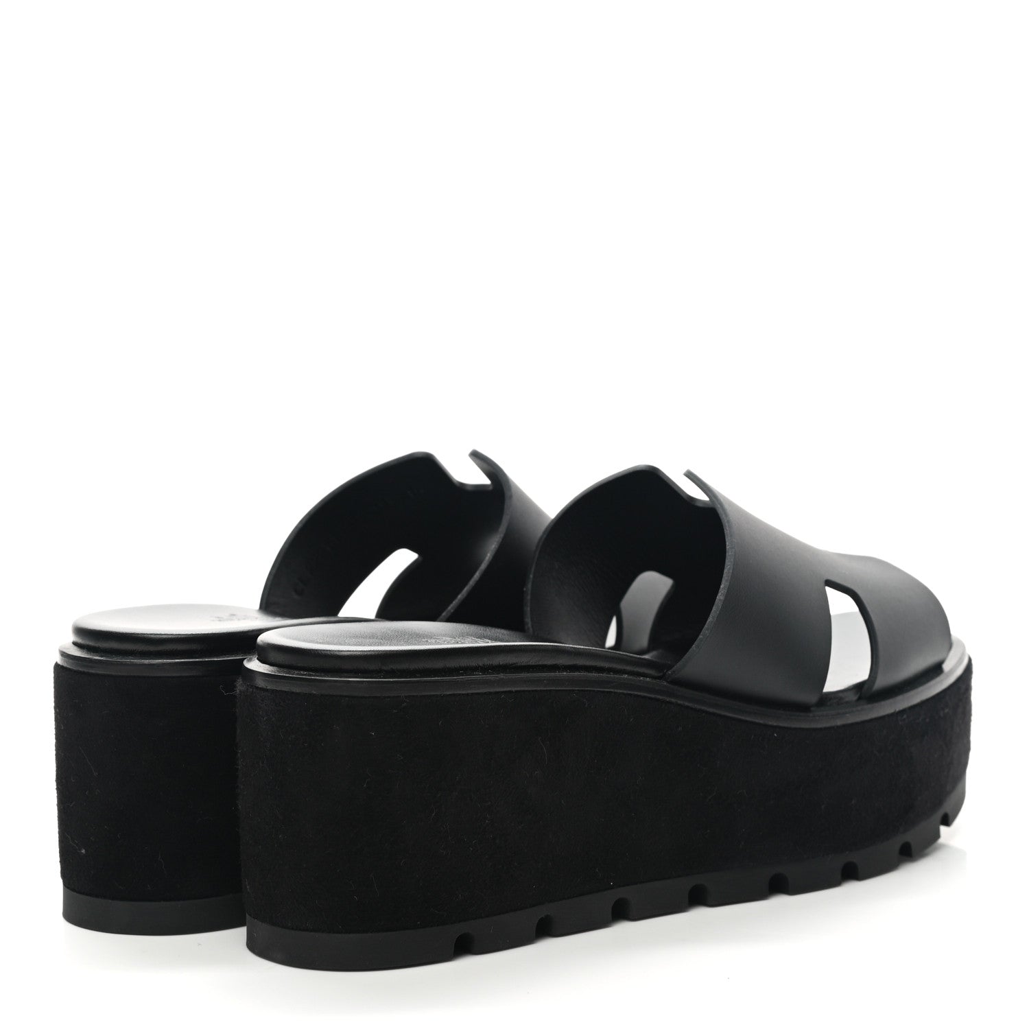Hermes Calfskin Suede Eze 30 Sandals 36 Black 4 of 9