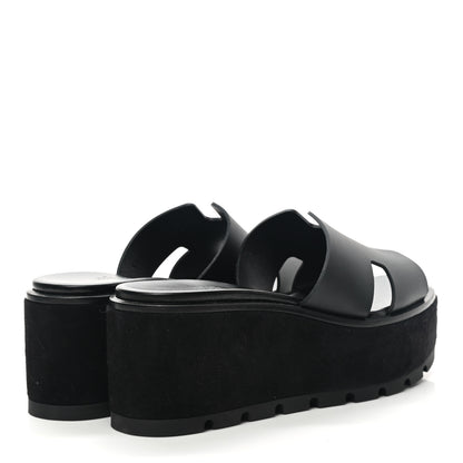 Hermes Calfskin Suede Eze 30 Sandals 36 Black 4 of 9