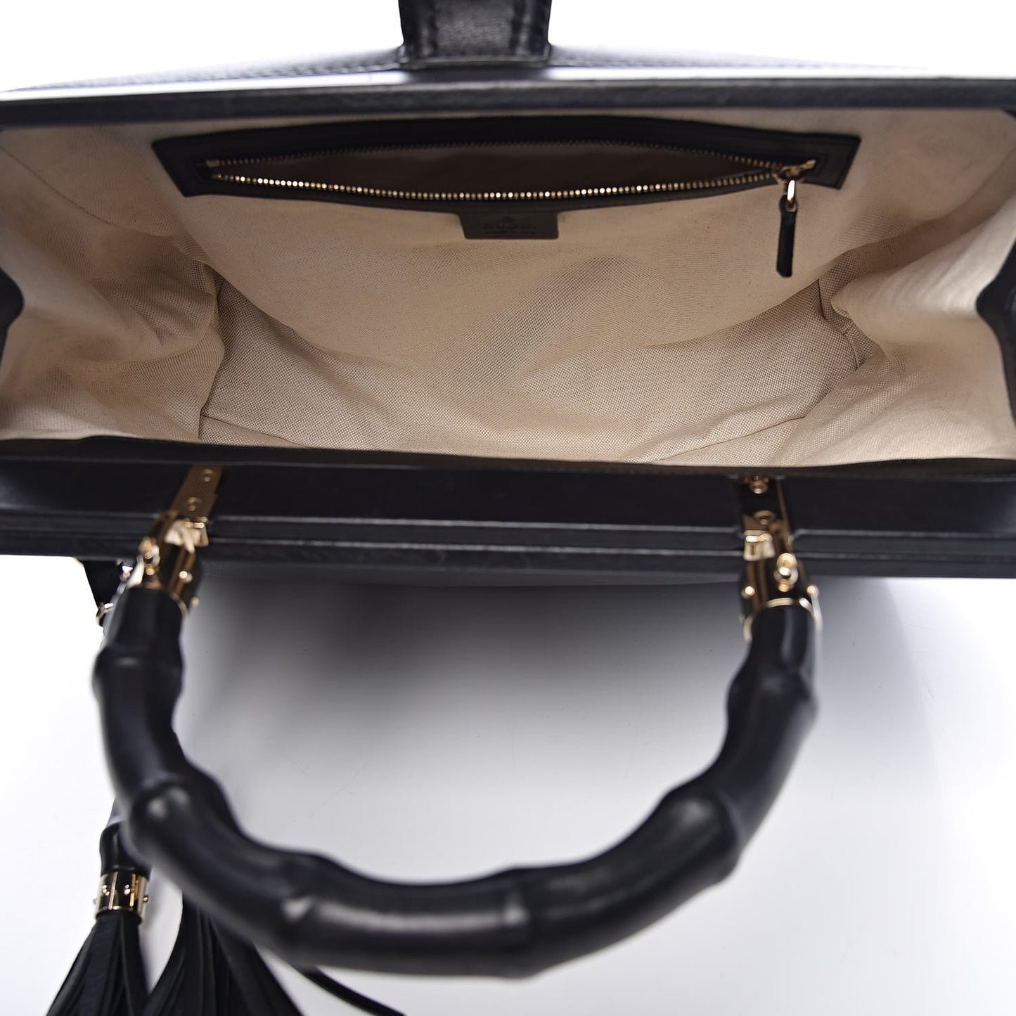 Calfskin Bold Bamboo Medium Top Handle Bag Black