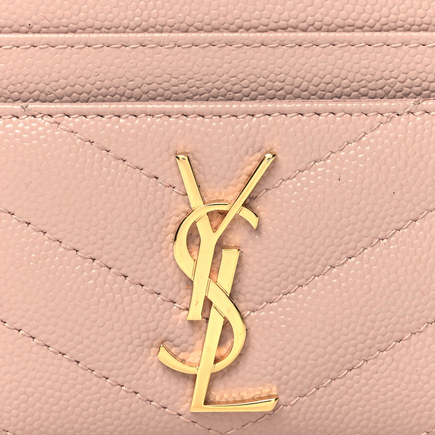 Grain De Poudre Matelasse Chevron Monogram Credit Card Case Pale Pink