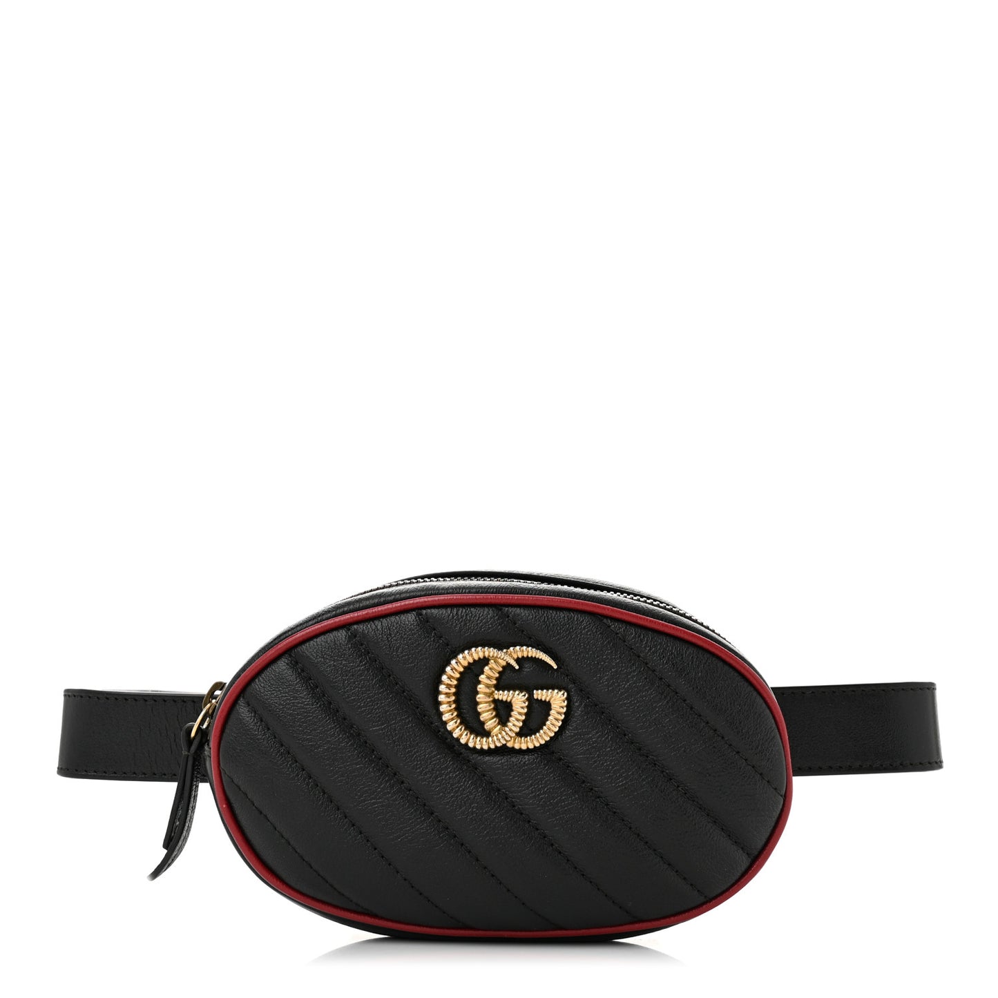 Azalea Calfskin Matelasse Diagonal Torchon GG Marmont Belt Bag 75 30 Black Romantic Cerise