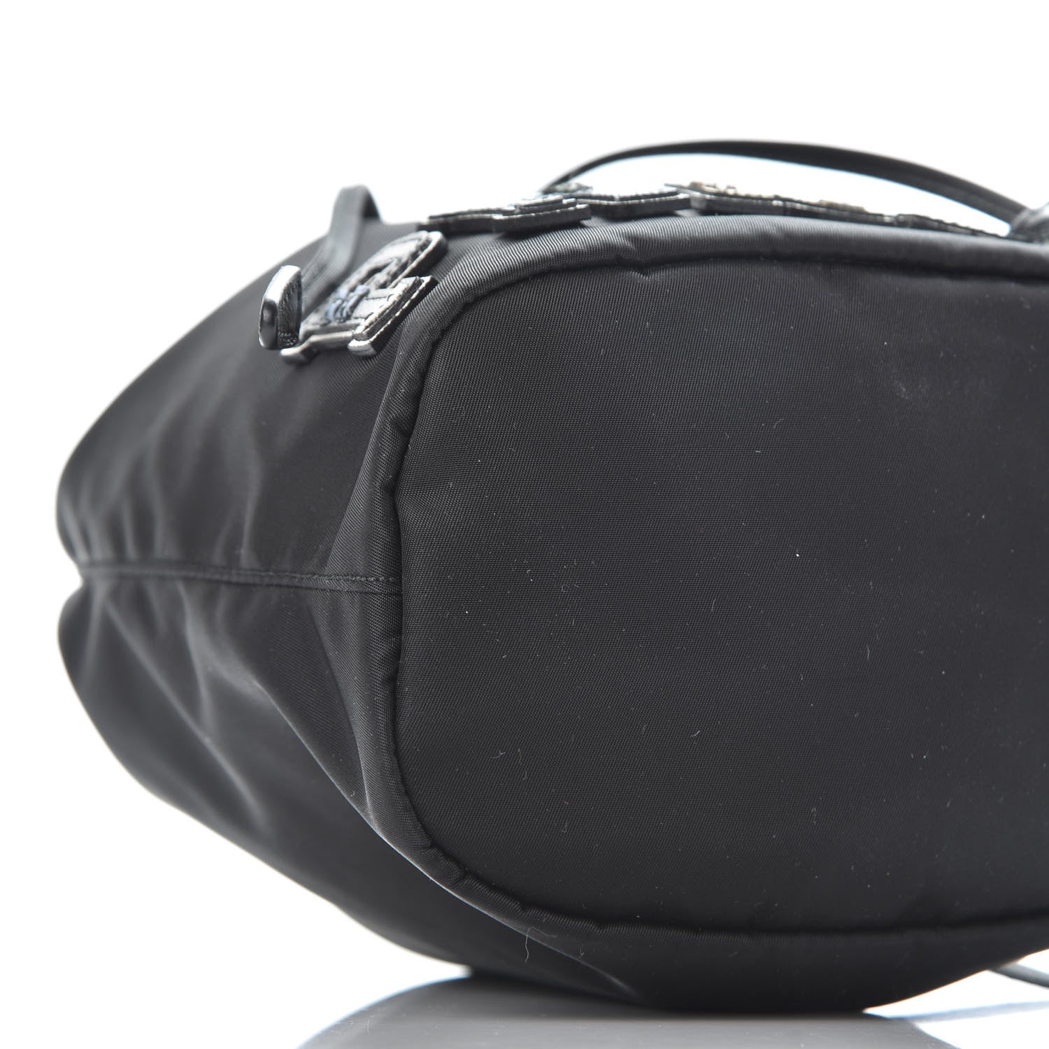 Prada Saffiano Tessuto Nylon Vela Lettering Bucket Wristlet Black 5 of 9